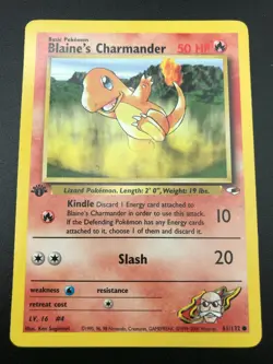 Blaine's Charmander 61/132 1st Edition Common Gym Heroes Pokemon NM 2000 WOTC - Image 1