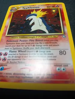 NM 🌀Holo Swirl🌀 🤮Puking🤮 Typhlosion 18/111 Neo Genesis Holo Rare Pokemon - Image 2