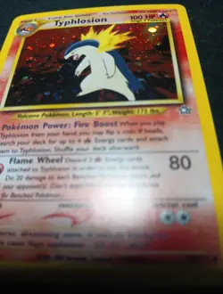 NM 🌀Holo Swirl🌀 🤮Puking🤮 Typhlosion 18/111 Neo Genesis Holo Rare Pokemon - Image 3