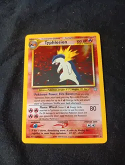 NM 🌀Holo Swirl🌀 🤮Puking🤮 Typhlosion 18/111 Neo Genesis Holo Rare Pokemon - Image 4