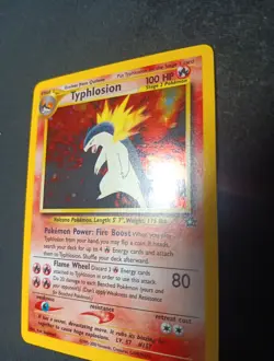 NM 🌀Holo Swirl🌀 🤮Puking🤮 Typhlosion 18/111 Neo Genesis Holo Rare Pokemon - Image 5