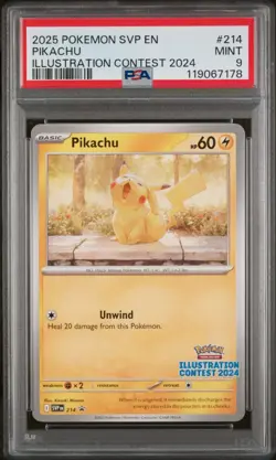 Pokemon Pikachu SVP214 Illustration Contest 2024 Promo Graded PSA 9 TCG - Image 1