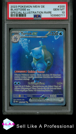BLASTOISE EX SPECI4L ILLUSTRATION RARE POKEMON GERMAN MEW DE-151 2023 200 PSA 10 - Image 1