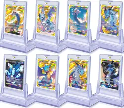 8Pcs Magnetic Card Holders for Trading Card, 8 Holders+ 8 Stands, Clear - Image 1