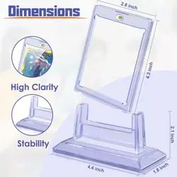 8Pcs Magnetic Card Holders for Trading Card, 8 Holders+ 8 Stands, Clear - Image 2