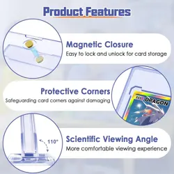 8Pcs Magnetic Card Holders for Trading Card, 8 Holders+ 8 Stands, Clear - Image 3