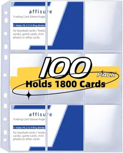 9 Pocket Card Sleeves, Holds 1800 Cards, Trading Binder 100PACK, Clear - Image 1