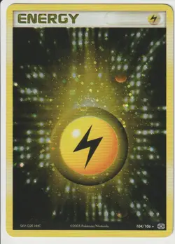 Lightning Energy Pokemon Card Holo Foil EX Emerald 104/106 LP Swirl - Image 1