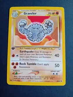 Pokemon Cards: 1st Edition Neo Revelation Uncommon: Graveler 30/64 - Image 1