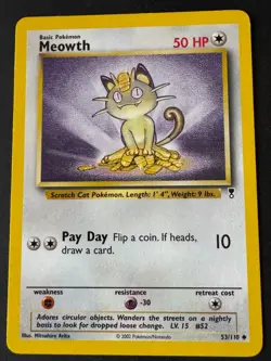 Meowth Pokemon Uncommon Card Legendary Collection 53/110 - 2002 - Image 1