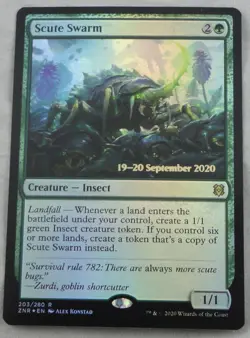 Magic The Gathering Zendikar Rising Scute Swarm Prerelease Foil Card - Image 1
