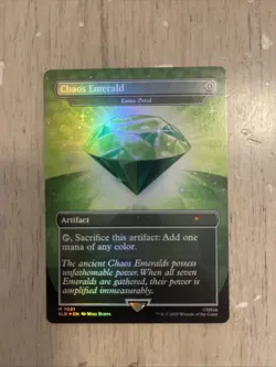 1x Chaos Emerald Green 7031 Foil Lotus Petal Sonic the Hedgehog Secret Lair MTG - Image 1