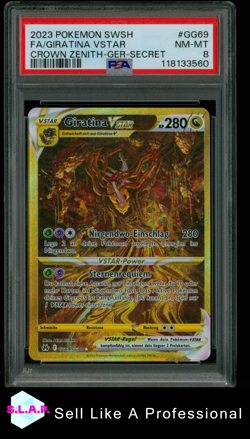 FA/GIRATINA VSTAR CROWN ZENITH-GER-SECRET POKEMON SWORD & SHIELD 2023 GG69 PSA 8 - Image 1