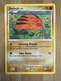 Swinub - 77/100 - Common NM English Pokemon Stormfront INK ERROR MISPRINT - Image 1
