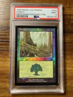 MTG✨FOREST FOIL✨Mercadian Masques PSA 9 MINT Land 1999 Rob Alexander Art Pop 1 ! - Image 1