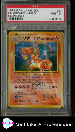 CHARIZARD-HOLO CD PROMO POKEMON MONSTER JAP CD PROMO 1999 6 PSA 9 - Image 1