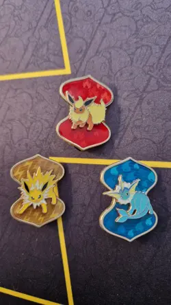 Official Pokemon Pin Badges Jolteon, Flareon & Vaporeon VMAX Collection Pins - Image 1