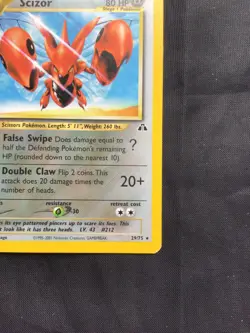 Pokemon Cards: Neo Discovery Rare: Scizor 29/75 - Image 4