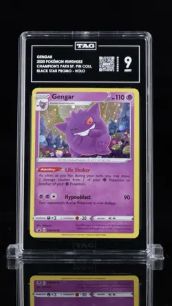 2020 POKEMON GENGAR #SWSH052 SWORD & SHIELD BLACK STAR PROMOS TAG 9 psa SWIRL! - Image 1