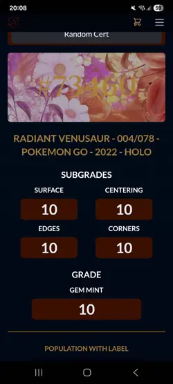 Radiant Venusaur Gem Mint 10 Ace Graded Pokemon Card Holo English Rare - Image 4