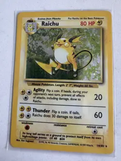 Pokemon TCG Raichu Base Set Holo Rare Card 14/102 - Image 1