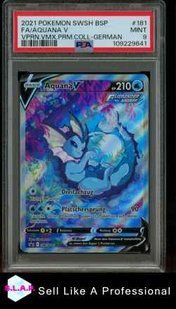 FA/AQUANA V VPRN.VMX.PRM.COLL-GER POKEMON SWSH BLACK STAR PROMO 2021 181 PSA 9 - Image 1
