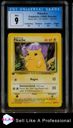 PIKACHU 1ST EDITION POKEMON BASE SET 58/102 1999 DEUTSCH CGC 9 - Image 1