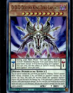 Yugioh D/D/D Destiny King Zero Laplace 1st Edition Ultra Rare GFP2-EN079 - Image 1
