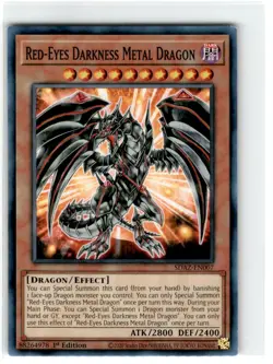 Yu-Gi-Oh! Red Eyes Darkness Metal Dragon Common SDAZ-EN007 Moderately Played 1st - Image 1