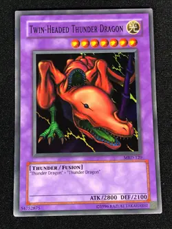 Yugioh Twin Headed Thunder Dragon MRD-120 Super (NM) - Image 1
