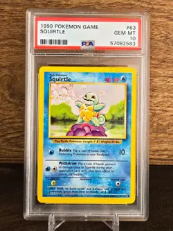 1999 POKEMON Card BASE SET UNLIMITED #63 SQUIRTLE PSA 10 Vintage - Image 1
