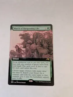 March of Burgeoning Life (Extended Art) Kamigawa: Neon Dynasty Regular MTG NM - Image 1