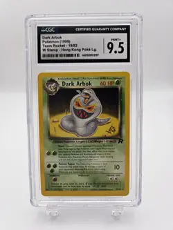 Dark Arbok Pokemon 1999 Team Rocket - 19/82 W Stamp - Hong Kong Lg. CGC 9.5 - Image 1