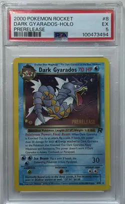 PSA 5 2000 Pokemon Rocket Set Dark Gyarados Prerelease Stamp # 8/82 WOTC - Image 1