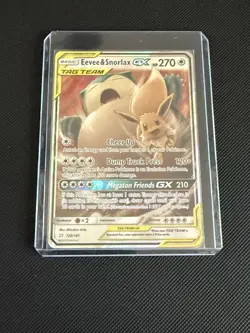 Pokemon TCG Eevee & Snorlax GX 120/181 Sun and Moon Team Up Tag Team MP-HP - Image 1