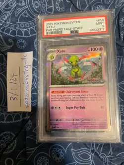 Pokemon TCG Xatu #059 PAR PRERELEASE-STAFF PROMO PSA 9 FREE SHIPPING!!! - Image 1
