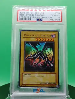 PSA 10 Red Eyes Black Dragon LOB-070 Ultra Rare 2002 English Yu-Gi-OH! Card TCG - Image 1