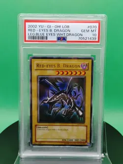 PSA 10 Red Eyes Black Dragon LOB-070 Ultra Rare 2002 English Yu-Gi-OH! Card TCG - Image 2