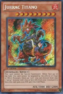 Yugioh - Jurrac Titano - Secret Rare - 1st Edition LP - Free Holographic Card - Image 1