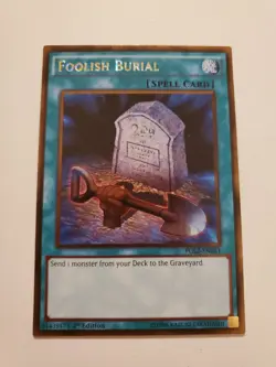 Foolish Burial PGL2-EN051 Premium Gold Rare Yugioh Card 1st Edition Mint - Image 1