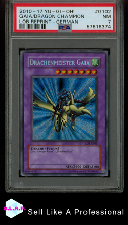 GAIA/DRAGON CHAMPION LOB REPRINT-GER YU-GI-OH! 2010-2017 G102 PSA 7 - Image 1