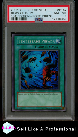 HEAVY STORM 1ST EDITION-PORTUGUESE YU-GI-OH! MRD-METAL RAIDERS 2002 P142 PSA 8 - Image 1