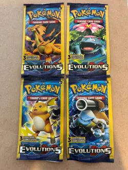 Pokemon XY Evolutions Booster Pack 3-Card Mini Pack 4 Art Set New Sealed - Image 1