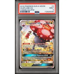 POKEMON 2019 Sun Moon Cosmic Eclipse VILEPLUME GX #4 PSA 9 Mint RARE - Image 1