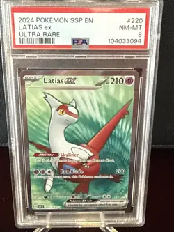 2024 POKEMON SSP EN-SURGING SPARKS ULTRA RARE #220 LATIAS EX PSA 8 - Image 1
