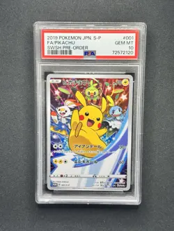 Pikachu #001 S-P SWSH Pre-order Promo Japanese Pokemon PSA 10 GEM MINT - Image 1