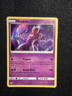 Pokemon Mewtwo Holo Rare TCG Card 12/18 Detective Pikachu - Image 1