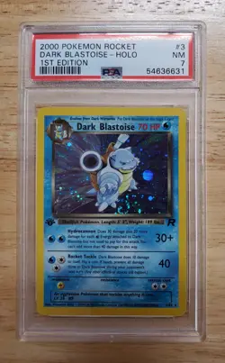 Pokemon PSA 7 NM 2000 Dark Blastoise 1st Edition Team Rocket Holo Card Swirl - Image 1