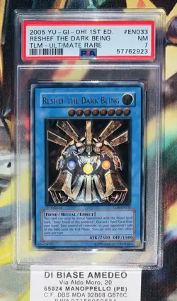 YU GI OH PSA 7 RESHEF THE DARK BEING TLM-EN033 1st EDITION ULTIMATE RARE 2005! - Image 1