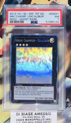 YU GI OH PSA 7 HEROIC CHAMPION-EXCALIBUR REDU-EN041 1st EDITION GHOST RARE 2012 - Image 1